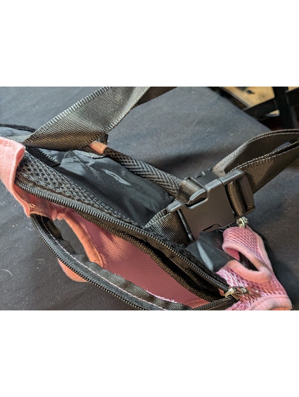 Pink Black Mesh Small Dog Cat Pet Carrier Backpack Zippered Travel Bag